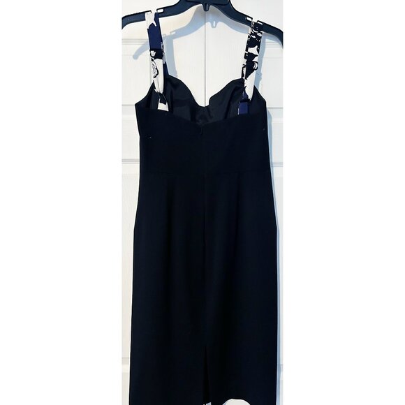 Black Halo Sadie Colorblock Panel Navy Blue Floral Sheath Dress Size 6 - Picture 4 of 6